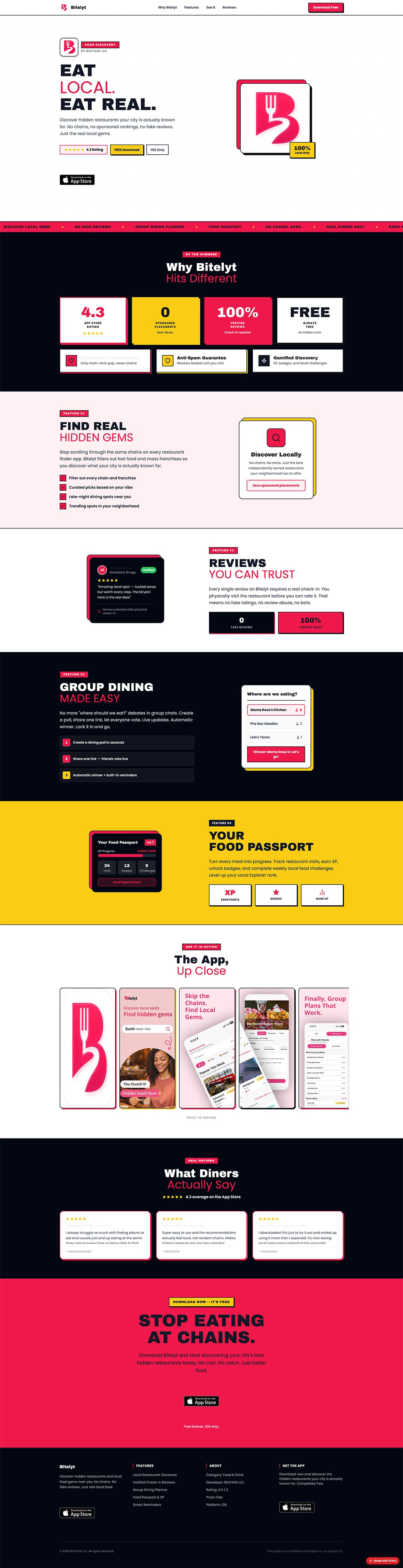 Entro landing page