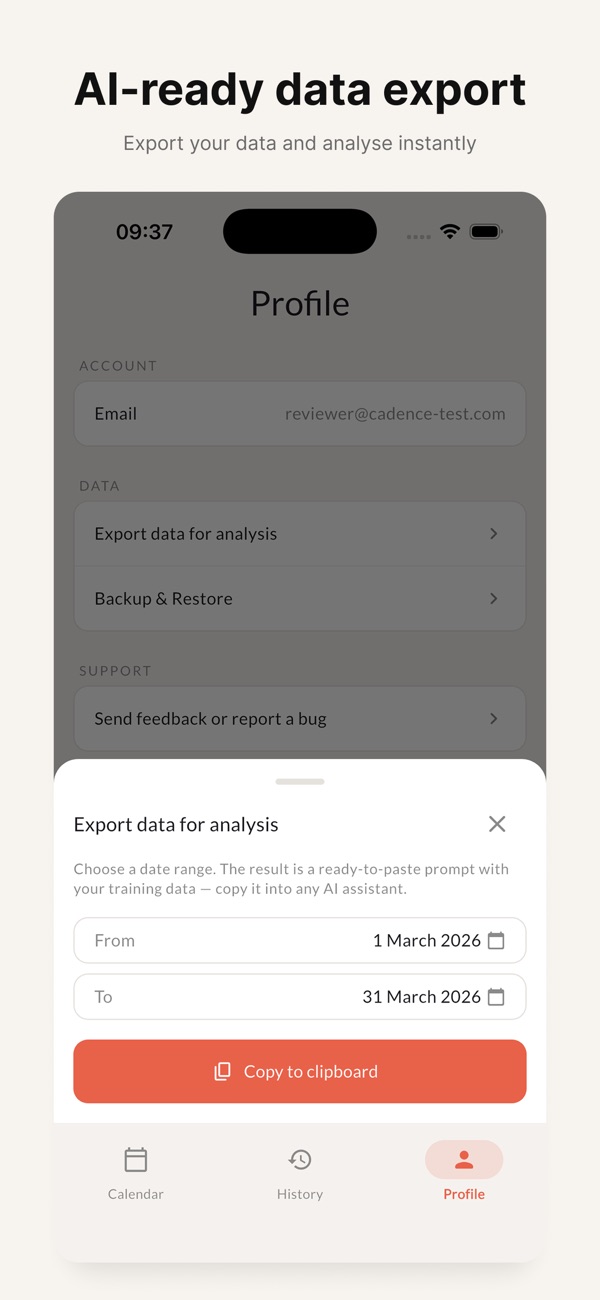 Cadence Training Log screenshot