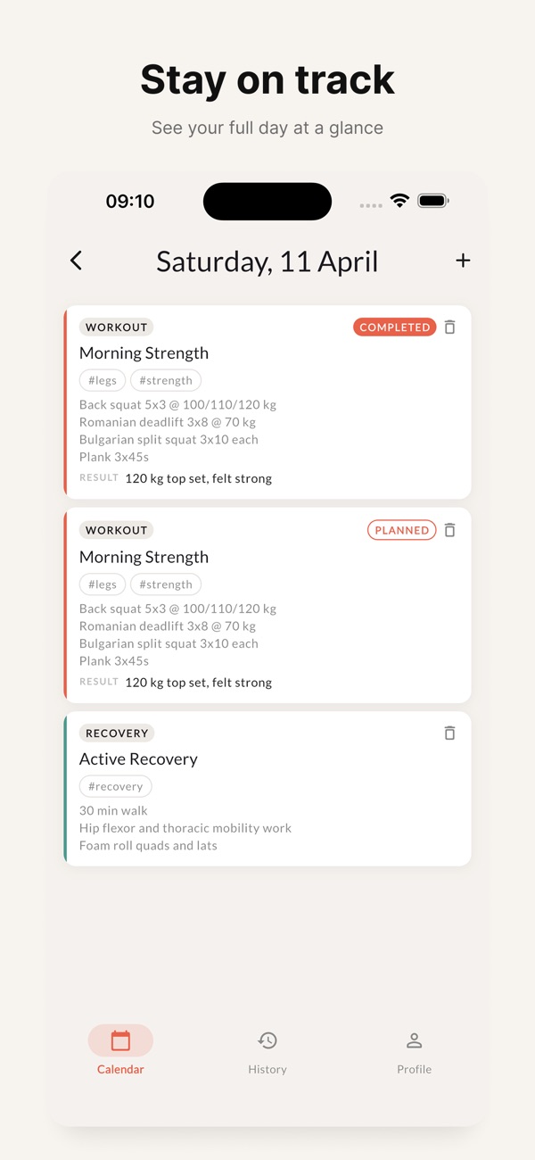 Cadence Training Log screenshot