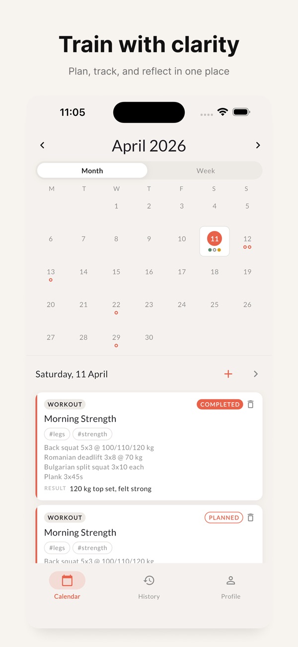 Cadence Training Log screenshot