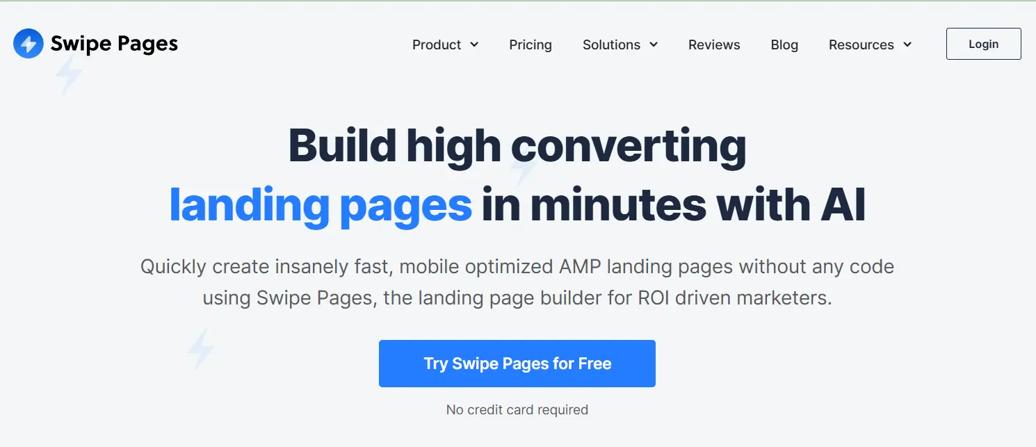 Swipe Pages homepage screenshot