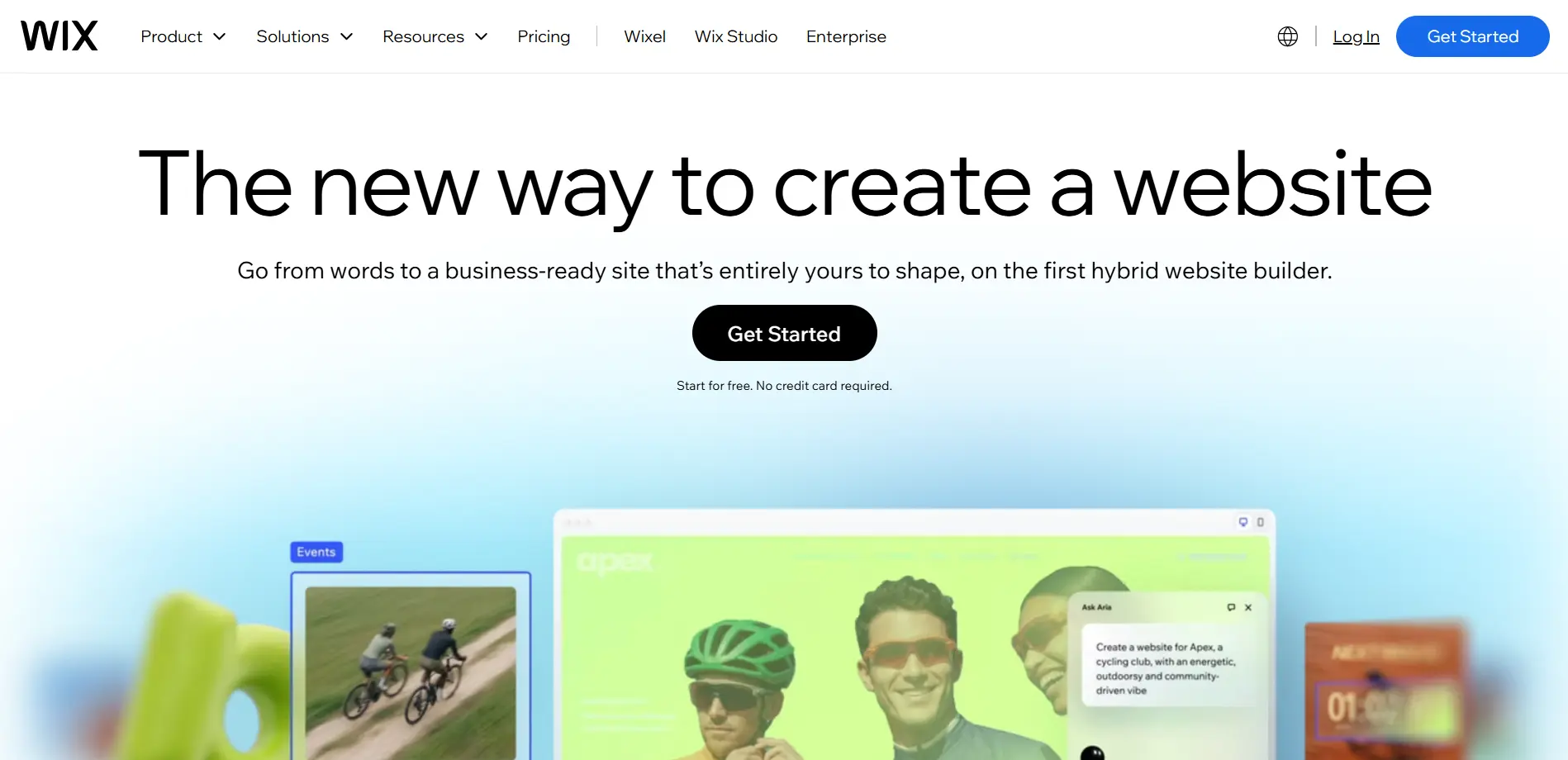 wix homepage screenshot
