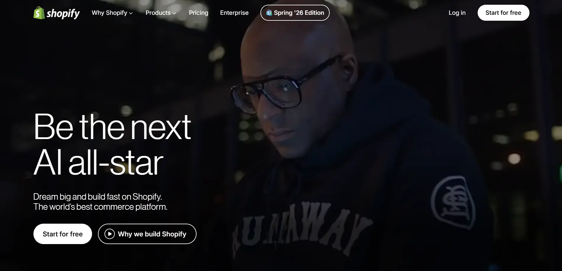 shopify homepage screenshot