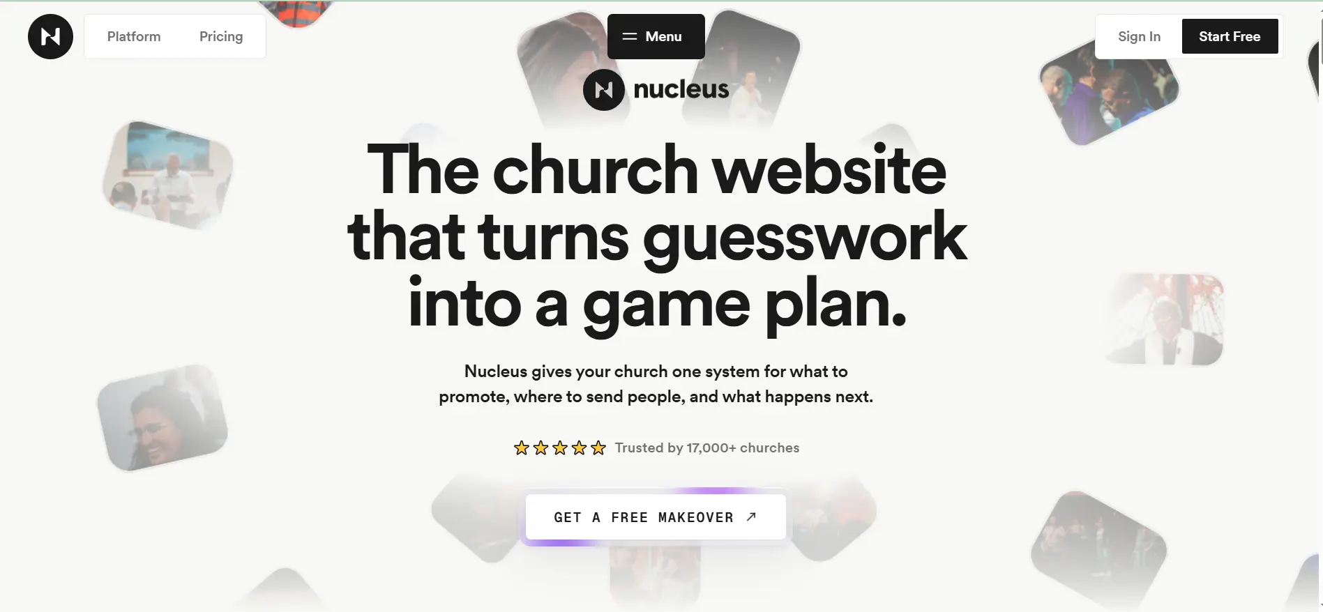Nucleus homepage screenshot