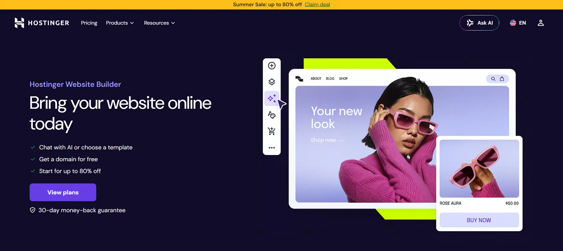 hostinger website builder screenshot