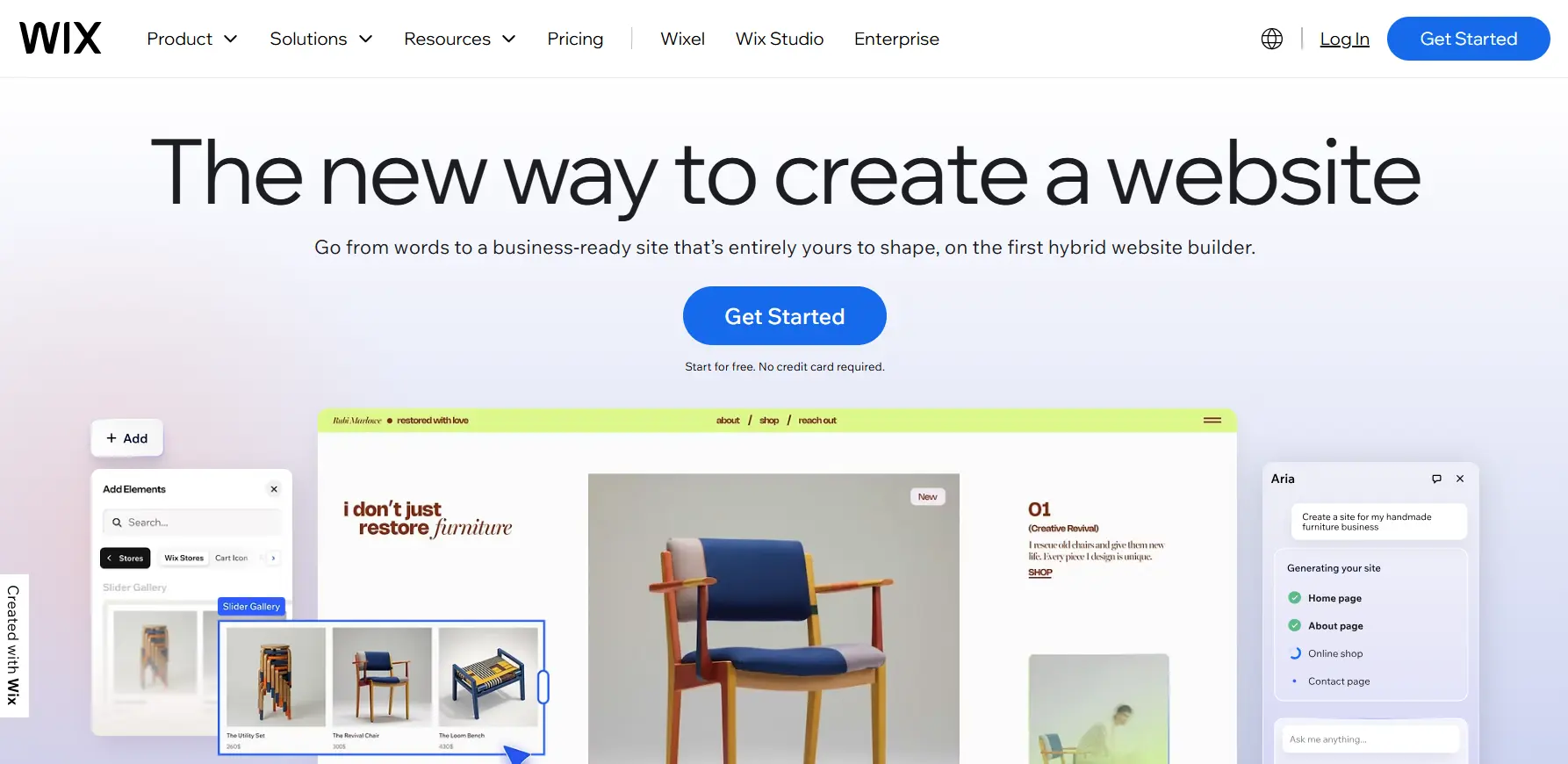 wix homepage screenshot