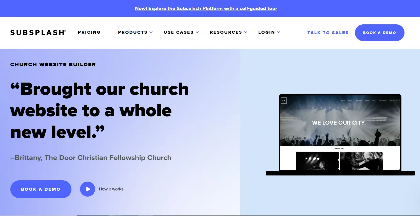 Subsplash homepage screenshot